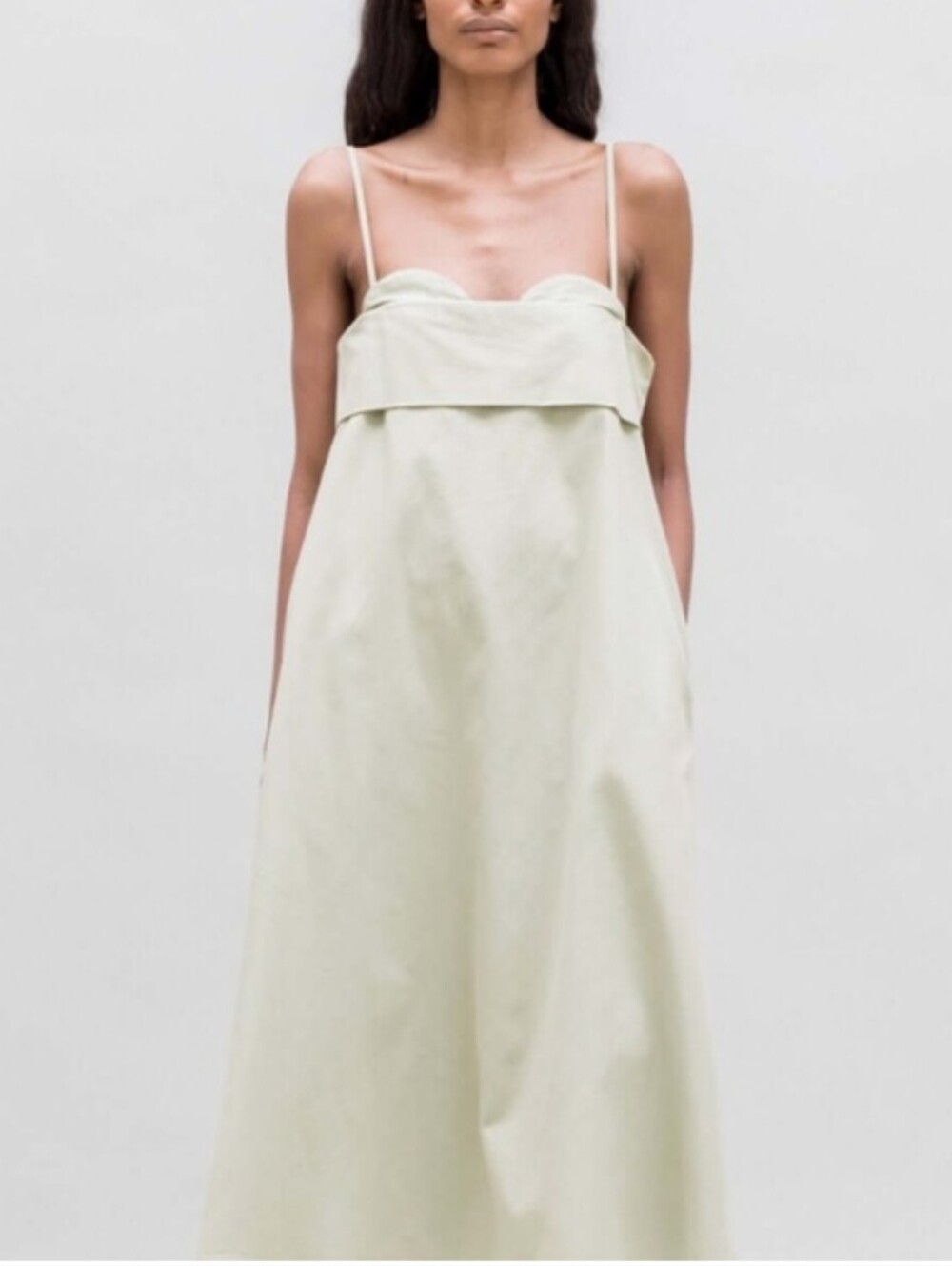 Elegant Strapless Cream Maxi Dress with Double Thin Straps - Picture 4 of 4